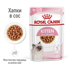 ROYAL CANIN KITTEN in GRAVY 12x85g - мокра храна със сос в пауч за подрастващи котенца до 12 месеца