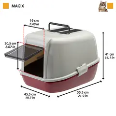 Закрита котешка тоалетна със сито Ferplast Magix - Червена
