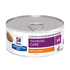 Hill's PRESCRIPTION DIET y/d Thyroid Care - лечебна мокра храна за регулиране на приема на йод при котки с хипертироидизъм, консерва 156 г