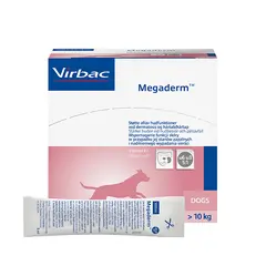 Virbac Megaderm - Овкусени сашета за здрава кожа и козина, за кучета и котки над 10 кг - кутия с 28 сашета х 8 мл