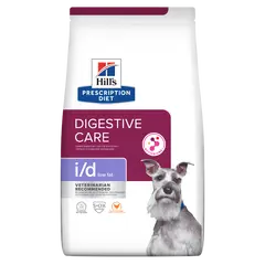 Hill's PRESCRIPTION DIET i/d Low Fat AB+ - лечебна суха храна за кучета с храносмилателни разстройства, панкреатит или състояния, изискващи ниски нива на мазнини, с пилешко - 10+2 кг