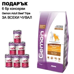 Gemon Medium Adult Chicken - Пълноценна суха храна за кучета от средните породи над 1 година с пиле - 15 кг.