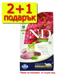N&D Cat Quinoa Digestion Lamb - суха храна за котки с агнешко, киноа, копър, мента и артишок.