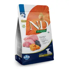 N&D Pumpkin Lamb&Blueberry Puppy Mini - суха храна за кучета с агне и боровинка