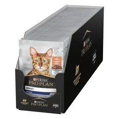 Pro Plan NUTRISAVOUR Indoor Adult Cat 85 гр - мокра храна за котки в зряла възраст за котки, живеещи на закрито - пауч със сьомга в сос