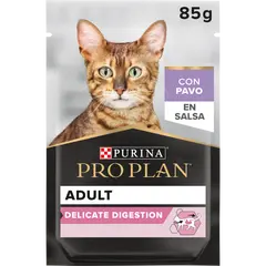 Pro Plan NUTRISAVOUR Adult Cat Delicate Digestion 85гр - мокра храна за котки в зряла възраст с чувствително храносмилане - пауч с пуйка в сос