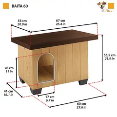 Ferplast BAITA 60 - Дървена къща за кучета