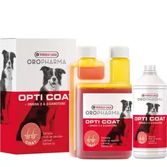 Oropharma OPTI COAT - хранителна добавка за кучета - за лъскава козина и здрава кожа  - 1 л