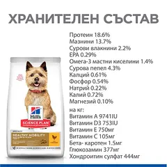 Hill's Science Plan Canine Adult Healthy Mobility Small&Mini – За поддържане на ставите и подвижността при кучета от дребни породи (до 10кг) над 1 година 1,5 кг
