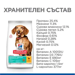 Hill's Science Plan Canine Adult Perfect Weight Small&Mini – Суха храна за намаляване и поддържане на теглото при кучета от дребни породи (до 10кг) над 1 година  - 6 кг