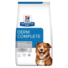 Hill's Prescription Diet Derm Complete – Hill's PRESCRIPTION DIET Derm Complete - лечебна суха храна за кучета с хранителни алергии и алергии от околната среда, с ориз и яйца 12 кг