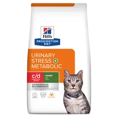 Hill's PRESCRIPTION DIET c/d Urinary Stress + Metabolic - лечебна суха храна с пилешко за котки с наднормено тегло и уринарни проблеми