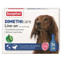 Beaphar Dimethicare Line-on Dog - противопаразитен препарат за куче с Диметикон, 3 броя пипети, без инсектицид - за едри породи над 30 кг