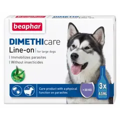 Beaphar Dimethicare Line-on Dog - противопаразитен препарат за куче с Диметикон, 3 броя пипети, без инсектицид - за едри породи над 30 кг
