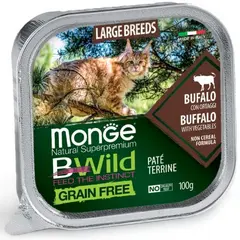 MONGE BWILD GRAIN FREE Large Breeds Buffalo with vegetables – пастет за котки от едрите породи с биволско и зеленчуци - 100 гр