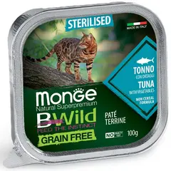 MONGE BWILD GRAIN FREE Sterilised Tuna with vegetables – пастет за кастрирани котки с риба тон и зеленчуци - 100 гр