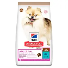 Hill's Science Plan NO GRAIN Small & Mini Adult Tuna - пълноценна суха храна с риба тон за кучета от дребните и мини породи (до 10кг ) от 1 до 6 години - 6 кг  - НА СПЕЦИАЛНА ЦЕНА 5+1 кг ГРАТИС