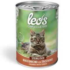 Leo’s Sterilised с пуешко – консерва хапки в сос – за кастрирани котки в зряла възраст - 415 гр