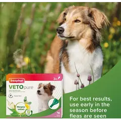 Beaphar Veto Pure Bio Spot On Dog - противопаразитни пипети за кучета от дребни породи до 15 кг, - кутия с 3 броя пипети