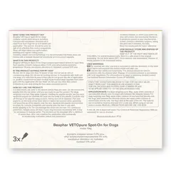 Beaphar Veto Pure Bio Spot On Dog - противопаразитни пипети за кучета от дребни породи до 15 кг, - кутия с 3 броя пипети