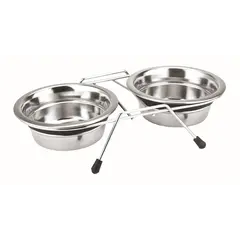 Nobby Double bowl "SILENT DINER" -  Двойна метална хранилка 2 x 750 мл