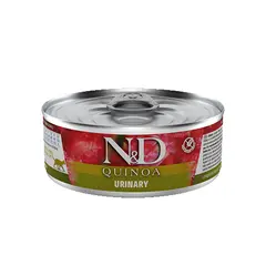 N&D Quinoa Cat Urinary - за котки в зряла възраст за намаляване на повторната поява на струвити камъни и заболявания на долните пикочни пътища. - 80 гр