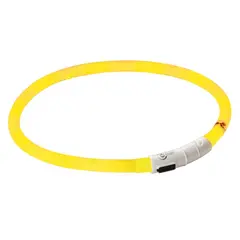 Kerbl LED Collar Maxi Safe - Светещ нашийник за куче с USB зареждане, жълт - 55см
