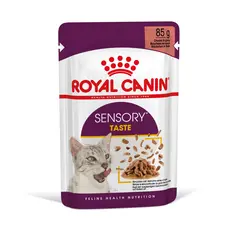 Royal Canin Sensory Taste in Gravy - пълноценна мокра храна със сос в пауч за котки в зряла възраст над 1 година - 12x85 гр