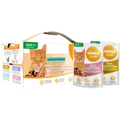 IAMS Cat Pouch Mega Pack Land and Sea Collection in Gravy - Паучове за котка , микс вкусове с месо и с риба  в сос грейви - 48 х 85 гр