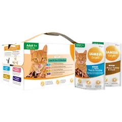 IAMS Cat Pouch Mega Pack Land & Sea Collection in Jelly  - Паучове за котка, микс вкусове с месо и с риба в желе - 48 х 85 гр