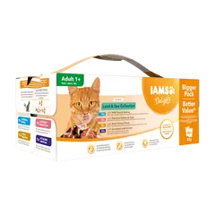 IAMS Cat Pouch Mega Pack Land & Sea Collection in Jelly  - Паучове за котка, микс вкусове с месо и с риба в желе - 48 х 85 гр