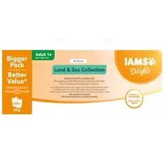 IAMS Cat Pouch Mega Pack Land & Sea Collection in Jelly  - Паучове за котка, микс вкусове с месо и с риба в желе - 48 х 85 гр