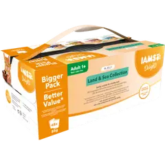 IAMS Cat Pouch Mega Pack Land & Sea Collection in Jelly  - Паучове за котка, микс вкусове с месо и с риба в желе - 48 х 85 гр