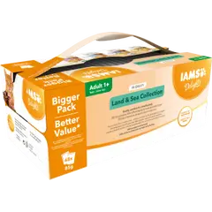 IAMS Cat Pouch Mega Pack Land and Sea Collection in Gravy - Паучове за котка , микс вкусове с месо и с риба  в сос грейви - 48 х 85 гр
