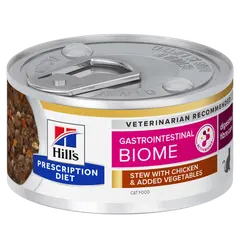 Hill's PRESCRIPTION DIET Gastrointestinal Biome Stew - лечебна мокра храна за котки с храносмилателни разстройства, запек, колит - консерва задушено със зеленчуци - 82 г