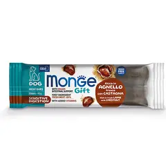 Monge Gift Meat Bars Sensitive Digestion – лакомства за кучета с чувствителна храносмилателна система – барчета с агнешко, кестени и инулин, без зърнени култури
