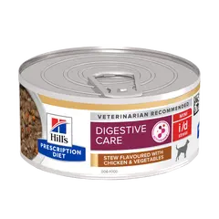 Hill's PRESCRIPTION DIET i/d Stress Mini AB+ Stew - лечебна мокра храна за кучета от дребни породи с храносмилателни разстройства и стресов колит, консерва задушено пилешко със зеленчуци 156 гр