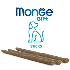 Monge Gift Skin Support - лакомство за кучета – стикове със сьомга и алое вера за здрави кожа и козина, без зърнени култури