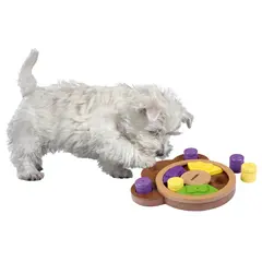 Kerbl Thinking and Learning Toy Paw - Интерактивна дървена играчка за кучета с конуси и бутони
