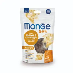 MONGE GIFT FILLED AND CRUNCHY FUSSY CAT - лакомство за капризни котки със свинско и сирене, без зърнени култури