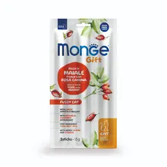 Monge Gift Soft Sticks Fussy Cat – лакомство за капризни котки – стикчета със свинско, шипка и сирене, без зърнени култури
