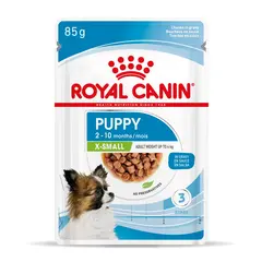 ROYAL CANIN® X-SMALL PUPPY Pouch - мокра храна в пауч за кучета – за подрастващи кучета от миниатюрни породи (тегло в зряла възраст до 4кг) – до 10 месеца - 0,85гр.