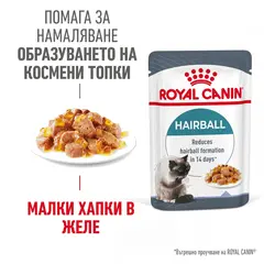 ROYAL CANIN CARE HAIRBALL IN JELLY - храна за котки в зряла възраст, склонни към образуване на космени топки – пауч парченца в желе