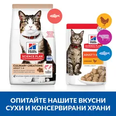 Hill's Science Plan Culinary Creations Cat Adult Salmon & Carrots - Пълноценна суха храна за котки от 1 до 6 години със сьомга и моркови - 1,5 кг