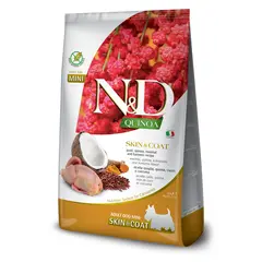 N&D Quinoa Skin & Coat with Quail for adult MINI dog – суха храна без зърнени култури за здрава кожа и козина, за кучета над 1 година от дребни породи, с пъдпъдък, киноа, кокос, и куркума  - 800 гр