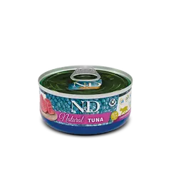 N&D Natural FISH TRIO MENU 5+1 free – мокра допълваща храна за котки в зряла възраст, три вкуса - с риба тон, с риба тон и сьомга, с риба тон и скариди, консерва - 6х70 гр, 5+1 ПОДАРЪК