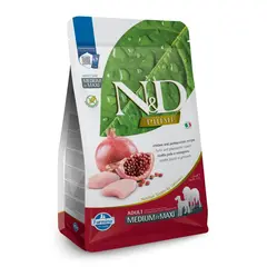 N&D Prime Chicken & Pomegranate Adult Medium & Maxi – суха храна без зърнени култури за кучета над 1 година от средни и едри породи с пилешко и нар 2,5 кг