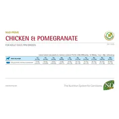 N&D Prime Chicken & Pomegranate Adult Mini – суха храна без зърнени култури за кучета в зряла възраст от дребни породи, с пилешко и нар 800 гр
