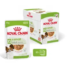 Royal Canin X Small Adult Pouch Gravy Sauce - Пълноценна мокра храна в пауч за кучета в зряла възраст от много дребни породи (тегло в зряла възраст до 4кг) от 10 месеца до 8 години, 12 x 85 гр