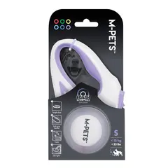 M-pets Flash Purple - Автоматичен повод с фенерче и LED светлини, 3 м, за кучета до 15кг, лилав